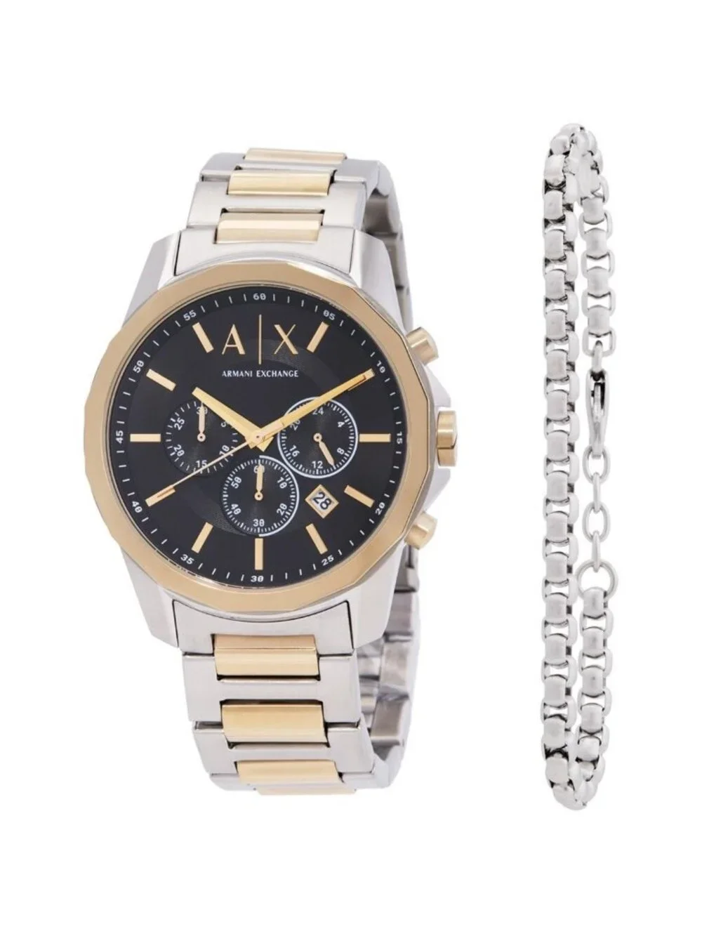 NWT Armani Exchange Banks Chronograph Quartz Black Dial Men's Watch